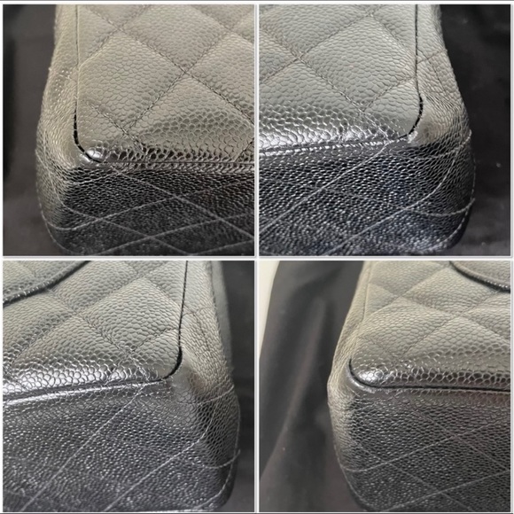 Sold 24k gold plated Black Chanel Caviar Jumbo single flap bag - Picture 17 of 17